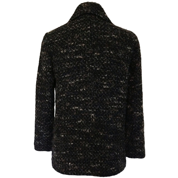 J. Jill Wool Alpaca Mohair Blend Black Fuzzy Speckled Double Breasted Blazer - Picture 2 of 9